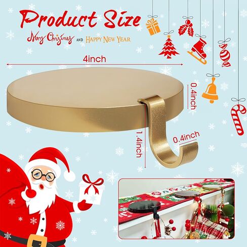 Round Christmas Stocking Holders for Mantle Set of 2, Weighted Stocking Holders with Non-Slip Felt Base, Strong Stocking Christmas Decoration for Mantle, Fireplace,Table (Black-2Pcs) in Saudi Arabia