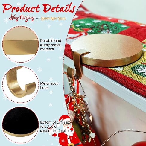 Round Christmas Stocking Holders for Mantle Set of 2, Weighted Stocking Holders with Non-Slip Felt Base, Strong Stocking Christmas Decoration for Mantle, Fireplace,Table (Black-2Pcs) in Saudi Arabia
