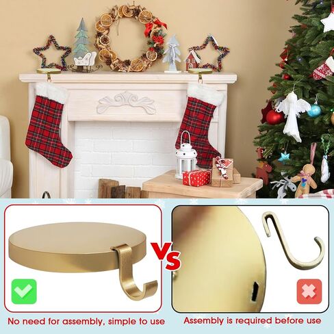 Round Christmas Stocking Holders for Mantle Set of 2, Weighted Stocking Holders with Non-Slip Felt Base, Strong Stocking Christmas Decoration for Mantle, Fireplace,Table (Black-2Pcs) in Saudi Arabia
