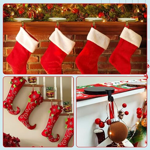 Round Christmas Stocking Holders for Mantle Set of 2, Weighted Stocking Holders with Non-Slip Felt Base, Strong Stocking Christmas Decoration for Mantle, Fireplace,Table (Black-2Pcs) in Saudi Arabia