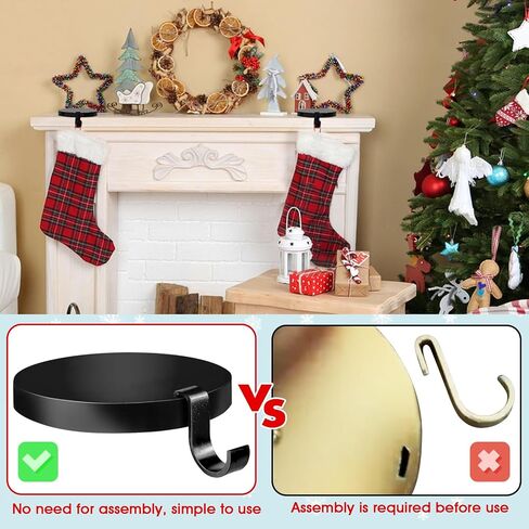 Round Christmas Stocking Holders for Mantle Set of 2, Weighted Stocking Holders with Non-Slip Felt Base, Strong Stocking Christmas Decoration for Mantle, Fireplace,Table (Black-2Pcs) in Saudi Arabia