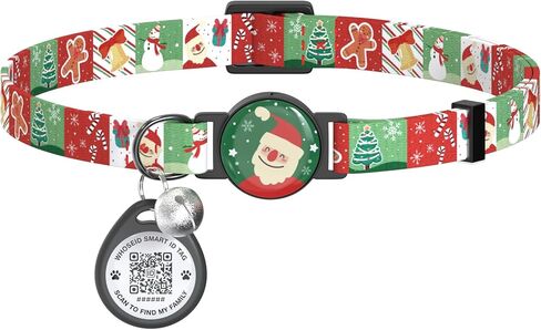 طوق للقطط مع أجراس، طوق للقطط مع مشبك أمان قابل للفصل، طوق للقطط خفيف الوزن قابل للتعديل بعرض 0.4 بوصة، علامة رمز الاستجابة السريعة للقطط، طوق للقطط مع علامة تعريف للقطط (أسود، مخلب القط) in Kuwait