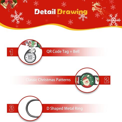 طوق للقطط مع أجراس، طوق للقطط مع مشبك أمان قابل للفصل، طوق للقطط خفيف الوزن قابل للتعديل بعرض 0.4 بوصة، علامة رمز الاستجابة السريعة للقطط، طوق للقطط مع علامة تعريف للقطط (أسود، مخلب القط) in Kuwait