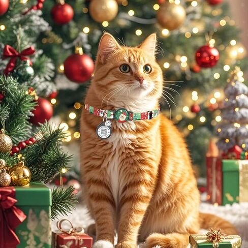 طوق للقطط مع أجراس، طوق للقطط مع مشبك أمان قابل للفصل، طوق للقطط خفيف الوزن قابل للتعديل بعرض 0.4 بوصة، علامة رمز الاستجابة السريعة للقطط، طوق للقطط مع علامة تعريف للقطط (أسود، مخلب القط) in Kuwait