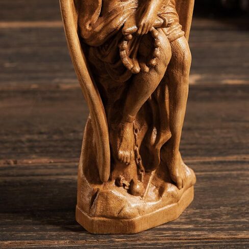 Le Génie du Mal - Majestic Lucifer Statue,Fallen Angel Demon Wood Carving,Handcrafted Woodcarved Satanic Artifact for Home Altar Decor (Wood) in Saudi Arabia