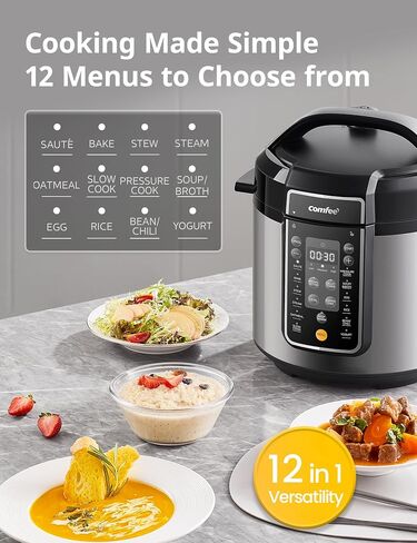COMFEE’ Pressure Cooker 6 Quart with 13 Cooking Functions, Olla de Presion Non-Stick Pot Yogurt Maker Rice Cooker Slow Cooker Sauté Steamer, Healthy Ceramic Inner Pot in Saudi Arabia