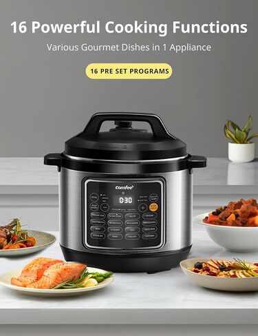COMFEE’ Pressure Cooker 6 Quart with 13 Cooking Functions, Olla de Presion Non-Stick Pot Yogurt Maker Rice Cooker Slow Cooker Sauté Steamer, Healthy Ceramic Inner Pot in Saudi Arabia