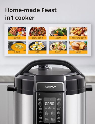 COMFEE’ Pressure Cooker 6 Quart with 13 Cooking Functions, Olla de Presion Non-Stick Pot Yogurt Maker Rice Cooker Slow Cooker Sauté Steamer, Healthy Ceramic Inner Pot in Saudi Arabia