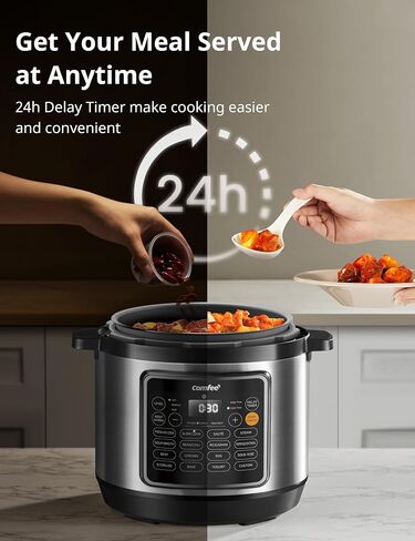 COMFEE’ Pressure Cooker 6 Quart with 13 Cooking Functions, Olla de Presion Non-Stick Pot Yogurt Maker Rice Cooker Slow Cooker Sauté Steamer, Healthy Ceramic Inner Pot in Saudi Arabia