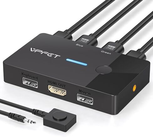 HDMI KVM Switch 1 شاشات 2 أجهزة كمبيوتر 4K @ 60 هرتز USB KVM Switches 2 منافذ لـ 2 جهاز كمبيوتر لمشاركة شاشة واحدة وماوس لوحة المفاتيح مع توصيل وتشغيل وحدة تحكم سلكية in Saudi Arabia