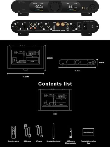 مضخم سماعة الرأس Topping DX9 DAC NFCA - AK4499EQ Flagship DAC، التحكم في مستوى الصوت الهجين، 6 قنوات منفصلة NFCA عالية الأداء (فضي، الذكرى السنوية الخامسة عشرة) in Kuwait