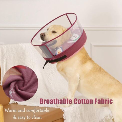 Dog Soft Cone, Dog Surgery Donut Collar with Guard Shield Prevent Licking of Wounds Stitches, Inflatable Cone for Dogs, Do Not Block The View Dog Recovery Cone (Xmas Elf, Large) in Saudi Arabia