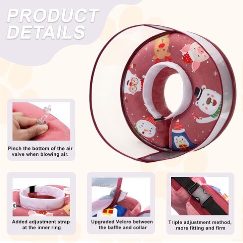 Dog Soft Cone, Dog Surgery Donut Collar with Guard Shield Prevent Licking of Wounds Stitches, Inflatable Cone for Dogs, Do Not Block The View Dog Recovery Cone (Xmas Elf, Large) in Saudi Arabia