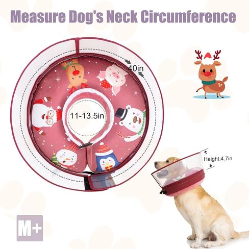 Dog Soft Cone, Dog Surgery Donut Collar with Guard Shield Prevent Licking of Wounds Stitches, Inflatable Cone for Dogs, Do Not Block The View Dog Recovery Cone (Xmas Elf, Large) in Saudi Arabia