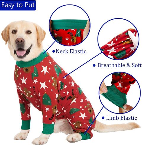 Dog Recovery Suit for Dogs After Surgery Female Male Medium Large Dog Neuter Spay Onesie for Shedding Prevent Licking Surgical Wound Dog Cone Alternative Christmas Design in Kuwait