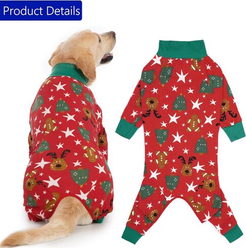 Dog Recovery Suit for Dogs After Surgery Female Male Medium Large Dog Neuter Spay Onesie for Shedding Prevent Licking Surgical Wound Dog Cone Alternative Christmas Design in Kuwait