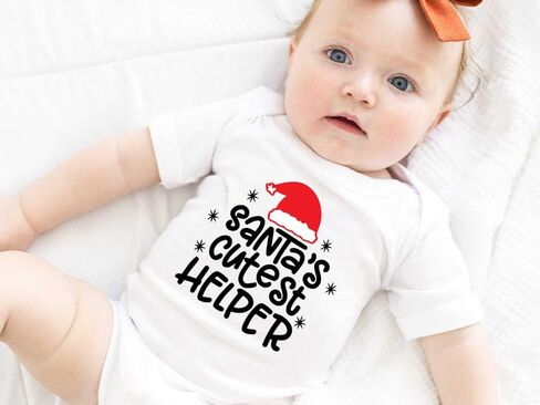 Boho Rainbow Christmas Cutie Onesie Santa Cutest Helper Bodysuit Holiday Merry Xmas Tree Cousin Crew Romper (0-6 Months, Cousin Crew-Long Sleeve Bodysuit) in Saudi Arabia