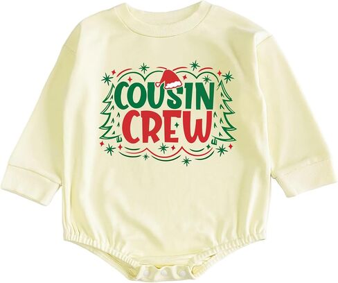 Boho Rainbow Christmas Cutie Onesie Santa Cutest Helper Bodysuit Holiday Merry Xmas Tree Cousin Crew Romper (0-6 Months, Cousin Crew-Long Sleeve Bodysuit) in Saudi Arabia