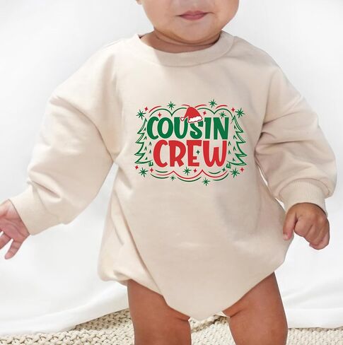Boho Rainbow Christmas Cutie Onesie Santa Cutest Helper Bodysuit Holiday Merry Xmas Tree Cousin Crew Romper (0-6 Months, Cousin Crew-Long Sleeve Bodysuit) in Saudi Arabia