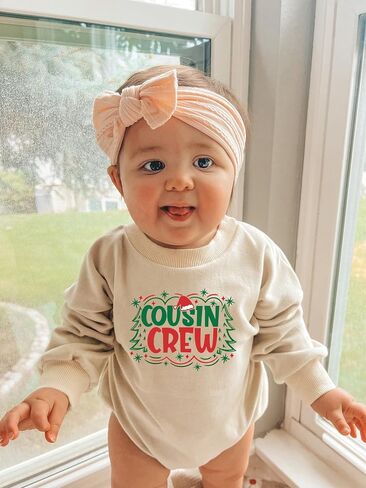Boho Rainbow Christmas Cutie Onesie Santa Cutest Helper Bodysuit Holiday Merry Xmas Tree Cousin Crew Romper (0-6 Months, Cousin Crew-Long Sleeve Bodysuit) in Saudi Arabia
