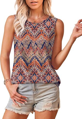 Womens Tank Tops Round Neck Sleeveless Shirts Flowy Loose Fit Basic Casual Eyelet Summer Tops Fashion Tanks in Saudi Arabia