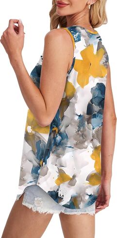 Womens Tank Tops Round Neck Sleeveless Shirts Flowy Loose Fit Basic Casual Eyelet Summer Tops Fashion Tanks in Saudi Arabia