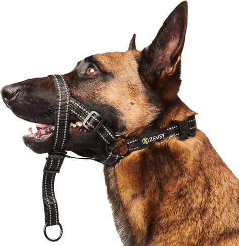 Adjustable Dog Head Halter with Safety Strap, Soft Padded Dog Head Collar for Small Medium Large Dogs, No-Pull Dog Harness for Training and Walking (Large, Black) in Saudi Arabia