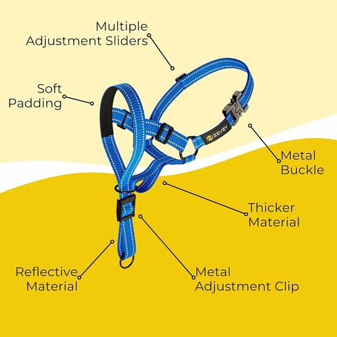 Adjustable Dog Head Halter with Safety Strap, Soft Padded Dog Head Collar for Small Medium Large Dogs, No-Pull Dog Harness for Training and Walking (Large, Black) in Saudi Arabia