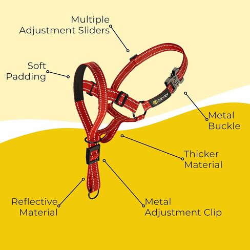 Adjustable Dog Head Halter with Safety Strap, Soft Padded Dog Head Collar for Small Medium Large Dogs, No-Pull Dog Harness for Training and Walking (Large, Black) in Saudi Arabia