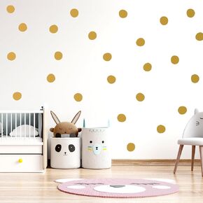 LucyLews Home Wall Decals Peel and Stick, Gold Polka Dot Wall Decals, Removable Decals Safe on Painted Walls, Matte Finish, 2 inches Hand-drawn Polka Dots, 120 Decals