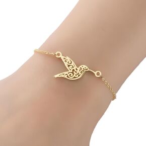 Personalized Hummingbird Gifts for Women,Hummingbird Charm Bracelet for Women,Unique Christmas Gifts for Mom/Daughter/Wife,Stocking Stuffers for Women,Funny White Elephant Gifts for Adults (gold)