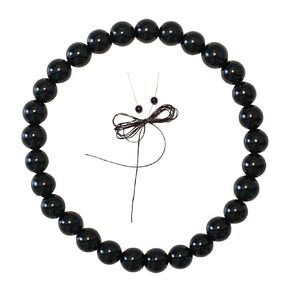 BANANE LAB Essence Collection - Black Obsidian Bracelet - Jet Black with Glossy Finish - Natural Gemstone Beads for Protection & Clarity - Handmade Crystal Stretch Jewelry Gift With DIY Kit (Size 4)