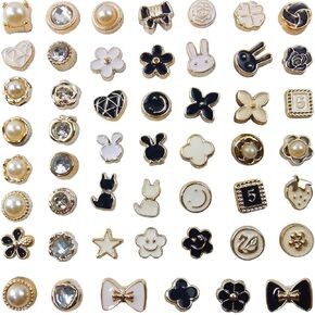 TIHOOD 100PCS Pearl Brooch Buttons, No Sew Instant Removable Reusable Cover Up Buttons Pins, Rhinestone Brooch Pins for Women Fashion, Replacement Safety Button