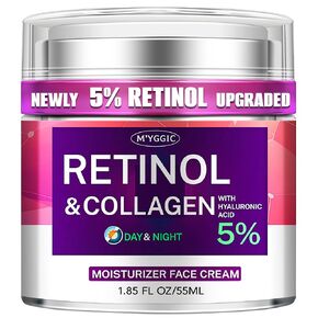 Collagen Moisturizer Retinol Face Cream with Hyaluronic Acid & Arbutin, Day & Night Anti Aging Facial Moisturizing Cream for Face and Neck to Reduce Wrinkles, Women and Men ，1.85 Fl Oz