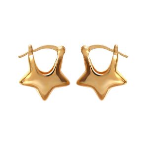 Gempires Trendy Star Hoop Earrings, Chunky Gold Hoops, Minimal and Elegant, 14k Gold Plated Earrings for Women, Everyday Wear, Gift for Her (Star)