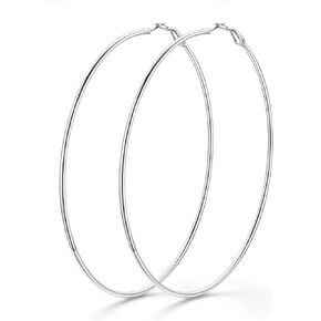 KeyStyle Gold Hoop Earrings for Women, Stainless Steel Hoops Earring Lightweight Loops, 2 mm Thick Hypoallergenic Circle Endless Thin Hoop (30 mm,50 mm,70 mm,100 mm)