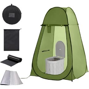 Portable Toilet and Privacy Tent for Adults, Pop Up Potty Tent Outdoor Portable Toilet for Camping with 15 Toilet Bags, Mat, Pop-up Tent for Toilet, Travel, Changing