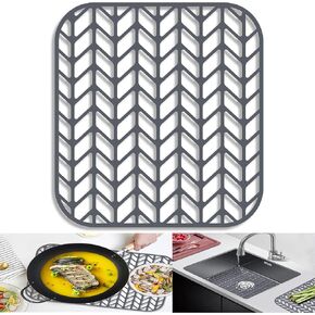AWOKE Sink Protectors for Kitchen Sink - 12.25" x 11.5" Sink Mat - Heat-resistant Easy-clean Silicone Sink Mat - for Protection of Stainless Steel Sink