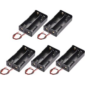 uxcell Battery Case Storage Box 2 Slots x 3.7V 2-Wire Lead for 2 x Battery 5 Pcs