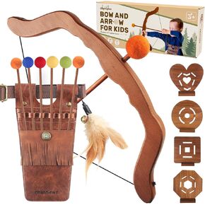 Bow and Arrow for Kids Wooden Archery Toy for Kids Aged 3+, Kids Archery Set with 6 Arrows,Targets and Quiver, Indoor and Outdoor Toys for Children Boys & Girls