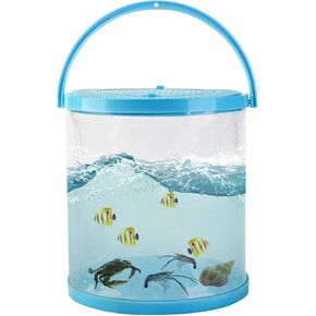 Foldable Small Aquarium, Portable Fish Tank, Fish Transport Container, Plasitc Fish Bowl, Fish Bucket, Beginner Fish Tank, Great Concept for Catching and Release Critters, Beach, Pool and Lake