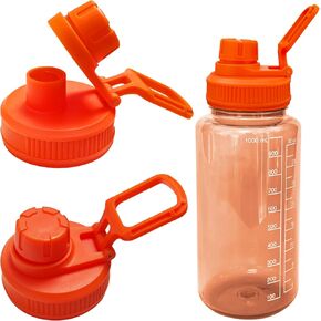 2 Pcs Replaceable Lid for Nalgene Sustain Tritan Water Bottle, Wide Mouth Loop Top Lid Compatible with Nalgene 32 oz, BPA Free, Replacement Cap Accessories with Handle Easy to Carry, Black