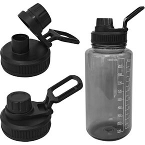 2 Pcs Replaceable Lid for Nalgene Sustain Tritan Water Bottle, Wide Mouth Loop Top Lid Compatible with Nalgene 32 oz, BPA Free, Replacement Cap Accessories with Handle Easy to Carry, Black