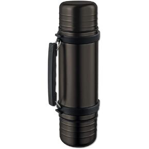 1 Liter Titanium Grey Stainless Steel Removable Insulating Plastic Drinking Mug with Vacuum Flask and Quick System for One Hand Use