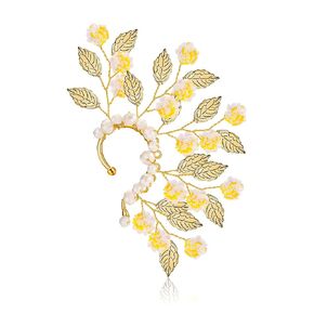Gold Leaf Yellow Flower Single Left Fairy Elf Ear Cuff Cosplay Jewelry