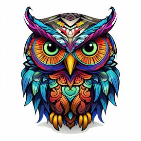 Colorful Cute Owl Strigiformesphile Aesthetic Sticker For Car, Bike, SUV, Truck, Helmet, Laptop, Water Bottle, Notebook, Decal window, Skateboard, Bumper Vinyl Waterproof sticker 5 inch (Design 1)