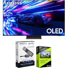 SAMSUNG QN55S95DAFXZA S95D 55 inch HDR OLED Smart TV (2024 Model) Bundle with Redeemable DIRECTV Gemini Air Streaming Device and 1 YR CPS Enhanced Protection Pack