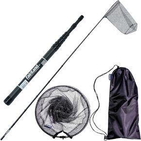 Telescopic Fishing Net Long Handle Landing Net with Carbon Pole Rubber Fishing Net Full Metal Hoop Fish Landing Let