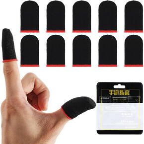 10Pcs Mobile Phone Gaming Finger Sleeves, Anti Sweat Game Controller Finger Thumb Sleeve, Superconducting Nanofibers Sleeves, Breathable Finger Covers Touchscreen Gaming Gloves