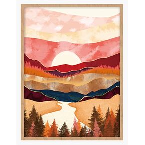 YUMKNOW Boho Mountain Wall Art- 12x16 inch Abstract Canvas, Nature Wall Decor for Living Room, Bathroom